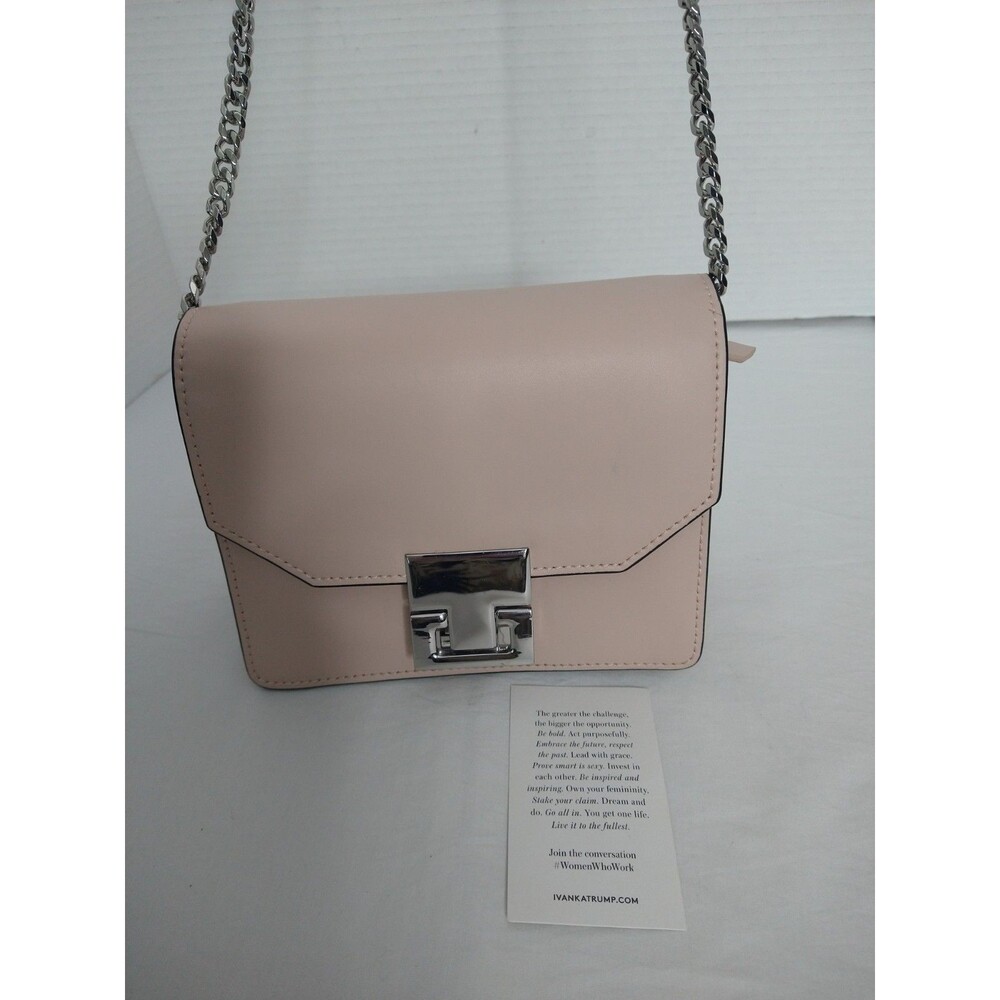 Ivanka Trump Light Pink Small Shoulder Bag Turn Lock Flap Silver Hardware Strap